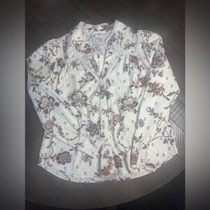 Matilda Jane Good Hart Floral Long Sleeve Button Down Women Blouse Size large